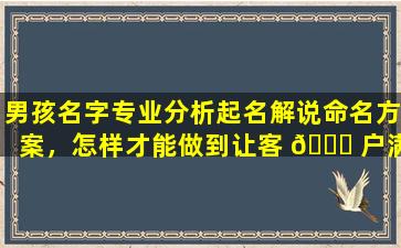 男孩名字专业分析起名解说命名方案，怎样才能做到让客 🕊 户满意为 🦢 止
